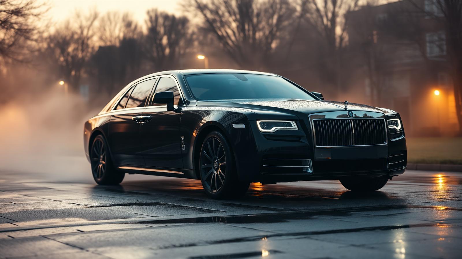 Freshly valeted black luxury car at dusk